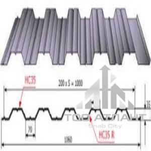 Купить Профнастил  НС-35 (гофра 35) толщина (мм): 0,45, рабочая ширина (мм): 1000, высота волны (мм): 35 в Алматы