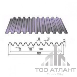 Купить Профнастил  с16 (гофра 16) толщина (мм): 0,50,  рабочая ширина (мм): 1000, высота волны (мм): 16 в Алматы