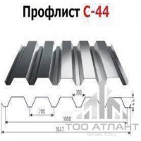 Профнастил  с44 (гофра 44) толщина (мм): 0,50, рабочая ширина (мм): 1000, высота волны (мм): 44