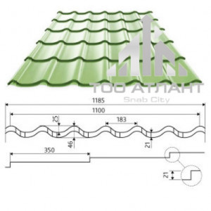 Купить Металлочерепица Супермонтеррей толщина (мм): 0,50,  рабочая ширина (мм): 1100, высота волны (мм): 25 в Алматы