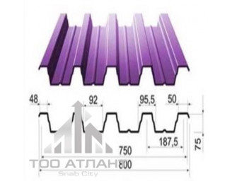 Профнастил Оцинкованный Н75 (Гофра 75) 