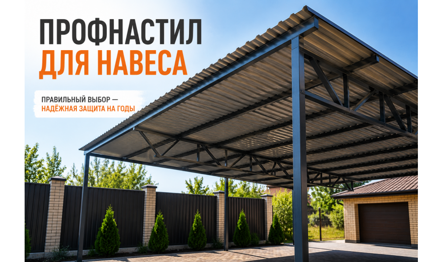 Профнастил для навеса: как выбрать лист, каркас и крепёж