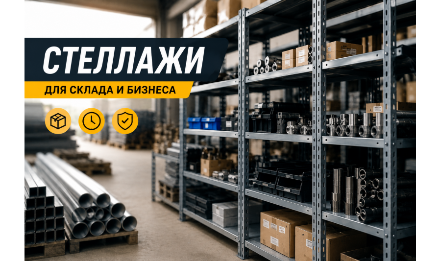 Металлические стеллажи для склада, магазина и производства