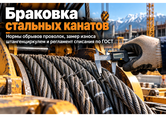 Браковка стальных канатов и тросов: нормы обрывов проволок, замер износа и оформление акта списания в Казахстане