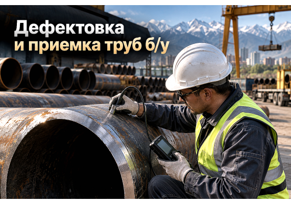 Дефектовка и приемка труб б/у и восстановленных: замер остаточной толщины стенки, УЗК, оценка коррозии и категории износа