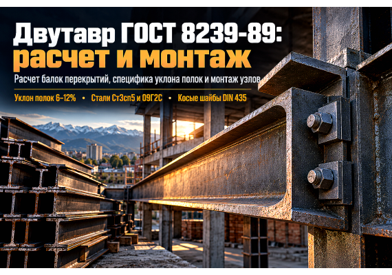 Двутавр стальной горячекатаный ГОСТ 8239-89: расчет пролетов перекрытий, выбор стали Ст3сп/09Г2С и монтаж с уклоном полок