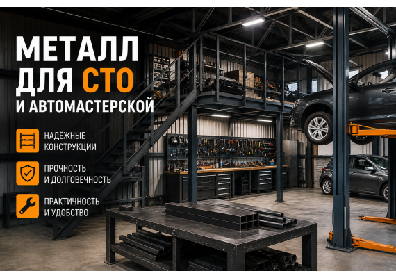 Металл для СТО и автомастерской: стеллажи, навесы, ворота и рабочие зоны
