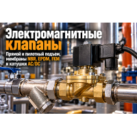 Электромагнитные (соленоидные) клапаны: выбор прямого и пилотного действия, мембран NBR/EPDM/FKM и монтаж