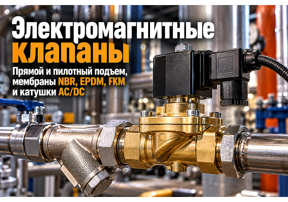 Электромагнитные (соленоидные) клапаны: выбор прямого и пилотного действия, мембран NBR/EPDM/FKM и монтаж