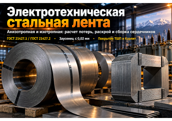 Анизотропная и изотропная электротехническая лента: расчет магнитных потерь, раскрой и сборка сердечников в Алматы