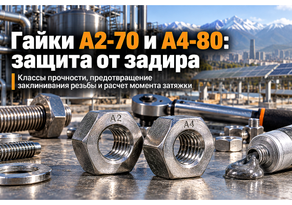 Гайки нержавеющие А2-70 и А4-80: классы прочности, защита от задира резьбы (galling) и монтаж в Казахстане