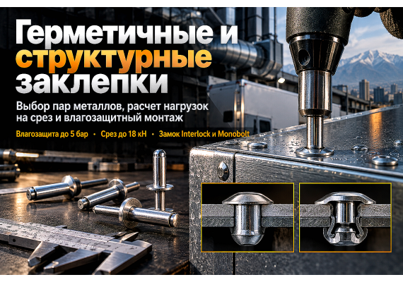 Герметичные и структурные вытяжные заклепки: выбор материалов, расчет нагрузок на срез и герметичный монтаж