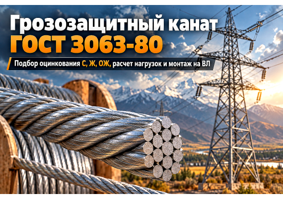 Грозозащитный трос и канат ГОСТ 3063-80 (1х19): выбор оцинкования, расчет нагрузок и монтаж на ВЛ и мачтах
