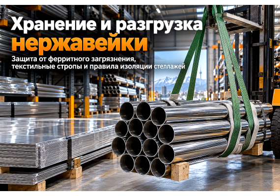 Хранение и разгрузка нержавеющего металлопроката: защита от ферритного загрязнения, правила строповки и складской учет в Алматы
