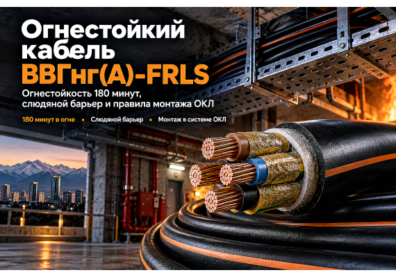 Кабель огнестойкий ВВГнг(А)-FRLS: выбор сечения, огнестойкость 180 минут и нормы монтажа в Казахстане