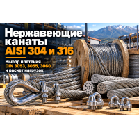 Канат нержавеющий AISI 304 и AISI 316 (DIN 3053, 3055, 3060): выбор плетения, расчет нагрузок и монтаж