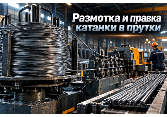 Катанка стальная в бухтах: размотка, правка на правильно-отрезных станках, резка в размер и допуски по ГОСТ 30136-95