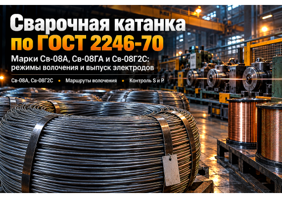 Катанка сварочная Св-08А, Св-08ГА и Св-08Г2С: выбор стали по ГОСТ 2246-70, перетяжка и производство электродов