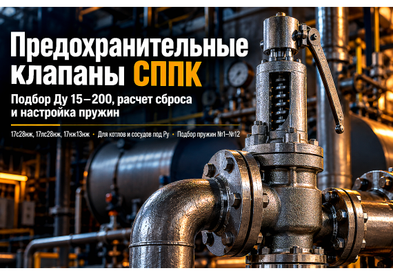 Клапаны предохранительные пружинные СППК (17с28нж, 17нж13нж): выбор Ду 15–200, расчет пропускной способности и настройка давления