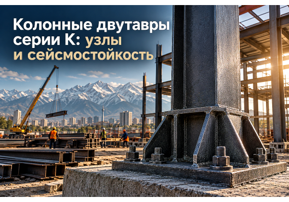 Колонный двутавр серии К (20К–40К): расчет несущей способности, узлы баз и сейсмостойкость в Алматы