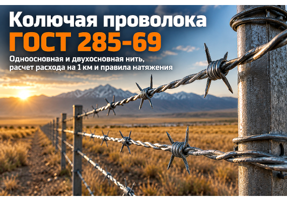 Колючая проволока ГОСТ 285-69: выбор одноосновной и двухосновной нити, расчет расхода и монтаж ограждений в Казахстане