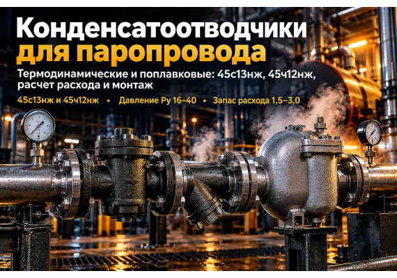 Конденсатоотводчики термодинамические и поплавковые: выбор, расчет и монтаж в паровых системах