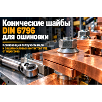 Конические пружинные шайбы DIN 6796 для ошиновки электрощитов: компенсация ползучести меди, расчет затяжки и монтаж в Алматы