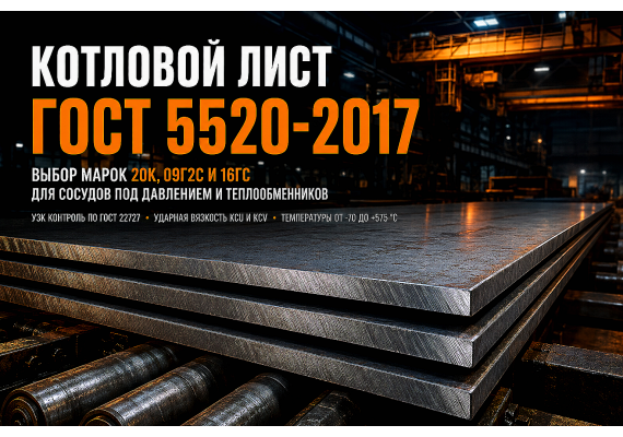 Котловой лист ГОСТ 5520-2017: как выбрать марки 20К, 09Г2С и 16ГС для сосудов под давлением и теплообменников