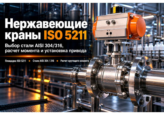 Кран нержавеющий шаровой фланцевый с площадкой ISO 5211: выбор стали AISI 304/316, расчет привода и монтаж