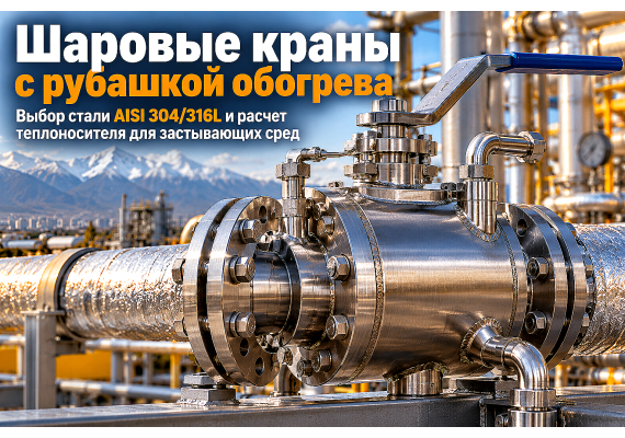 Кран нержавеющий шаровой с рубашкой обогрева: выбор стали AISI 304/316L, расчет теплоносителя и монтаж для застывающих сред