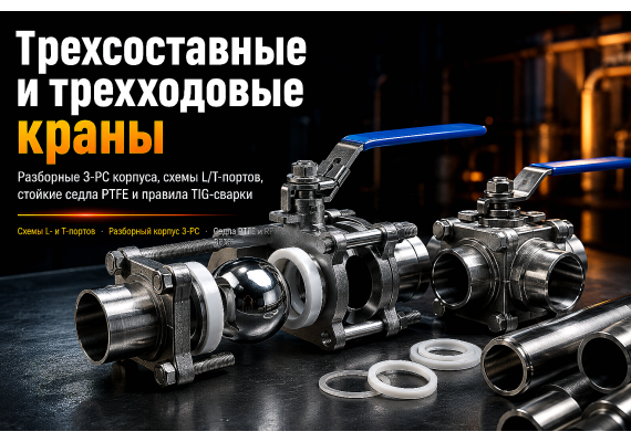 Кран шаровой нержавеющий трехсоставной и трехходовой: выбор конструкции, L/T-портов, уплотнений и монтаж