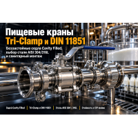 Краны нержавеющие пищевые Tri-Clamp и под молочную муфту DIN 11851: выбор стали AISI 304/316L, беззастойные седла и санитарный монтаж