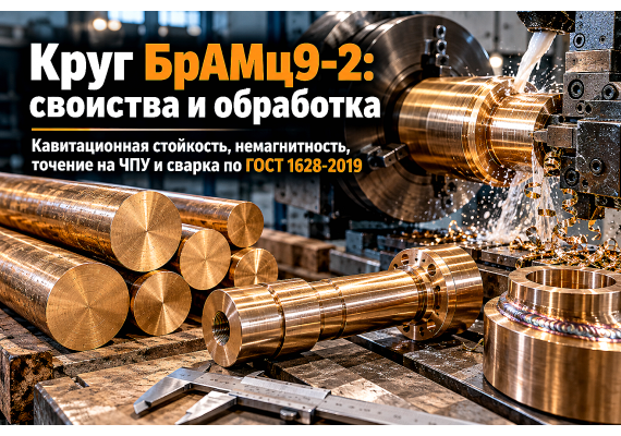 Круг бронзовый БрАМц9-2: выбор сплава по ГОСТ 1628-2019, точение на ЧПУ, немагнитные свойства и сварка в Казахстане
