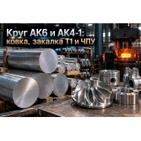 Круг дюралюминиевый АК6 и АК4-1: выбор ковочного сплава, горячая штамповка, режимы термообработки Т1 и точение на ЧПУ Круг дюралюминиевый АК6 и АК4-1: выбор ковочного сплава, горячая штамповка, режимы термообработки Т1 и точение на ЧПУ
