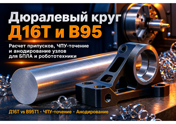 Круг дюралюминиевый Д16Т и В95 для дронов, робототехники и приборостроения: выбор диаметра, точение и защита