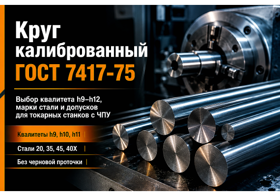 Круг калиброванный ГОСТ 7417-75: выбор квалитета точности, марки стали и допусков для станков с ЧПУ