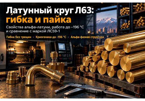 Круг латунный Л63: свойства сплава, гибка, пайка и применение в газовой и криогенной арматуре в Казахстане