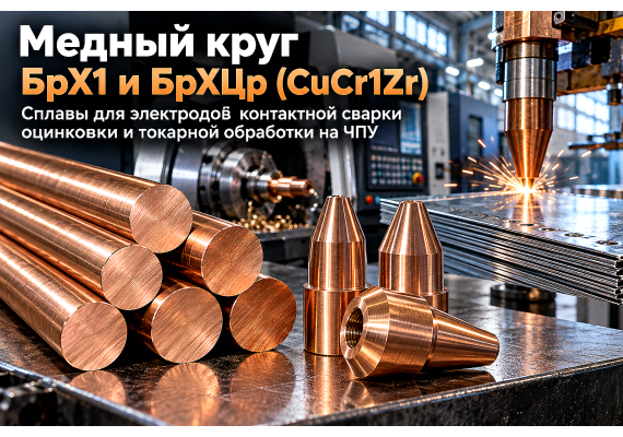 Круг медный БрХ1 и БрХЦр (CuCr1Zr): выбор для электродов сварки оцинковки, коллекторов и обработка