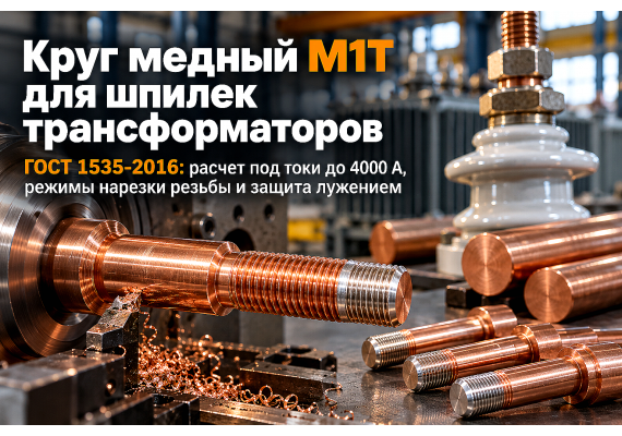 Круг медный М1Т для токоведущих шпилек трансформаторов: расчет нагрузок, резьба и лужение