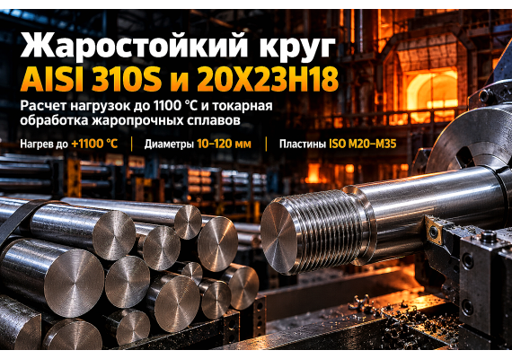Круг нержавеющий жаростойкий AISI 310S и 20Х23Н18: выбор диаметра, расчет работы при температурах до 1100 °C и токарная обработка