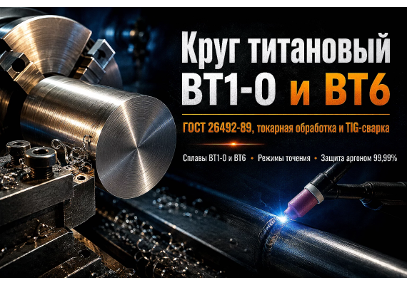 Круг титановый ВТ1-0 и ВТ6: характеристики по ГОСТ 26492, токарная обработка, сварка в аргоне и применение в Казахстане