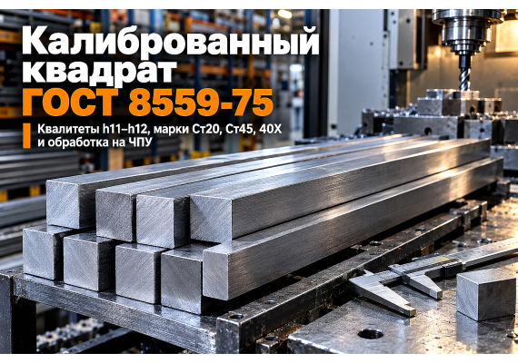 Калиброванный стальной квадрат ГОСТ 8559-75: выбор квалитетов h11–h12, марок стали Ст20, Ст45, 40Х и токарно-фрезерная обработка в Казахстане