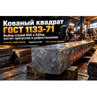Квадрат стальной кованый ГОСТ 1133-71: выбор сталей 40Х, 5ХНМ, расчет припусков и термообработка Квадрат стальной кованый ГОСТ 1133-71: выбор сталей 40Х, 5ХНМ, расчет припусков и термообработка