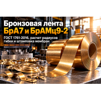 Лента бронзовая БрА7 и БрАМц9-2: выбор сплава по ГОСТ 1761-2016, расчет радиусов гибки, штамповка упругих элементов и мембран в Казахстане