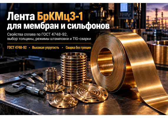 Бронзовая лента БрКМц3-1: свойства, выбор толщины, штамповка мембран и сильфонов в Казахстане