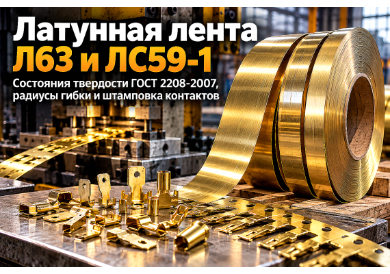 Лента латунная Л63 и ЛС59-1: выбор состояний твердости, штамповка контактов и расчет радиусов гибки