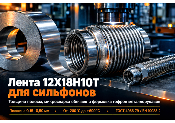 Лента нержавеющая 12Х18Н10Т и AISI 321 для сильфонных компенсаторов и гибких металлорукавов: выбор толщины, формовка гофров и сварка
