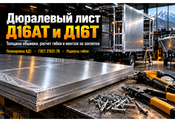 Дюралюминиевый лист Д16АТ и Д16Т для обшивки кузовов, фургонов и катеров: выбор толщины, гибка и клепка