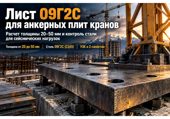 Лист горячекатаный для анкерных плит и рам башенных кранов: выбор стали 09Г2С, расчет толщины и монтаж