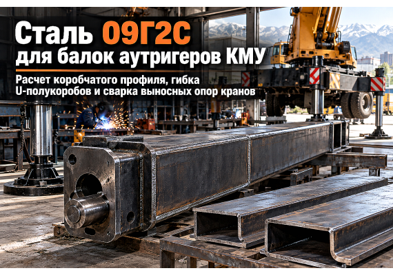 Лист горячекатаный для балок аутригеров автокранов и манипуляторов: выбор стали 09Г2С, расчет коробчатого сечения и сварка в Алматы